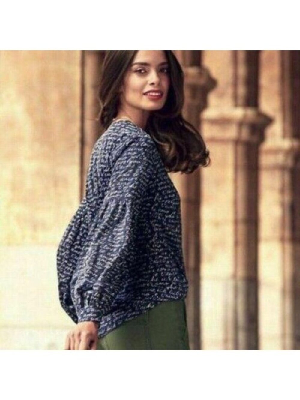 CABI #5336 TE AMO Navy Blue Long Sleeve Top Medium